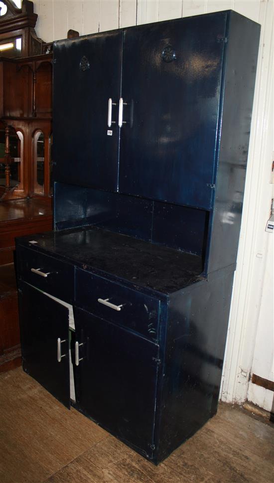 Blue painted metal cabinet